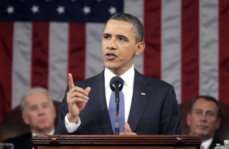 President Obama delivers his 2011 State of the Union address on Capitol Hill in Washington. (AP/Pablo Martinez Monsivais)