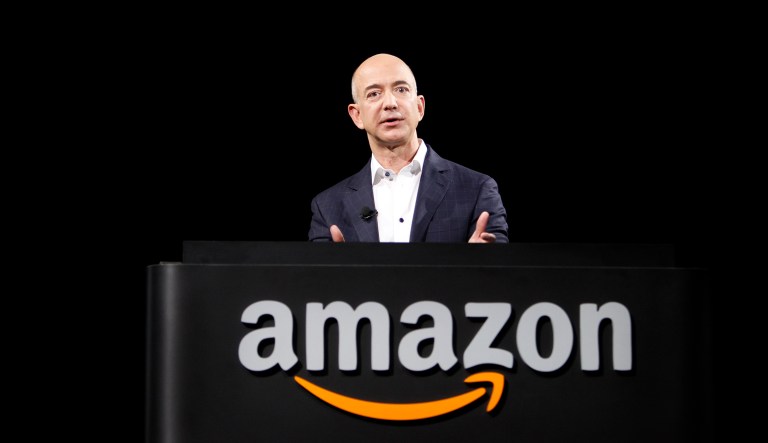 Only in America could Amazon founder and boss Jeff Bezos have started an online bookstore in 1994 that would eventually be approached by the Defense Department for one of the largest contracts in history. (AP Photo/Reed Saxon)