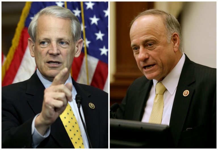 Two U.S. congressmen, Steve King (right) and Steve Israel (left), took swipes at each other Saturday over each other's commitment to Israel. (AP Photos)