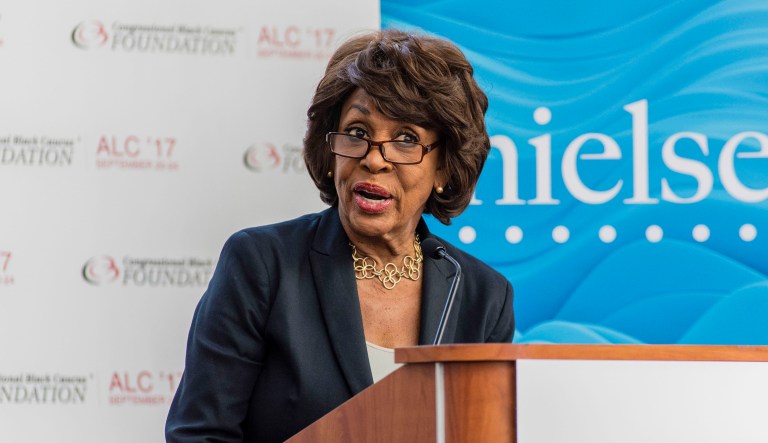 Rep. Maxine Waters, D-Calif., said that whenever President Trump appears on TV, "there should be a disclaimer that says, 'This may not be acceptable for children.'"