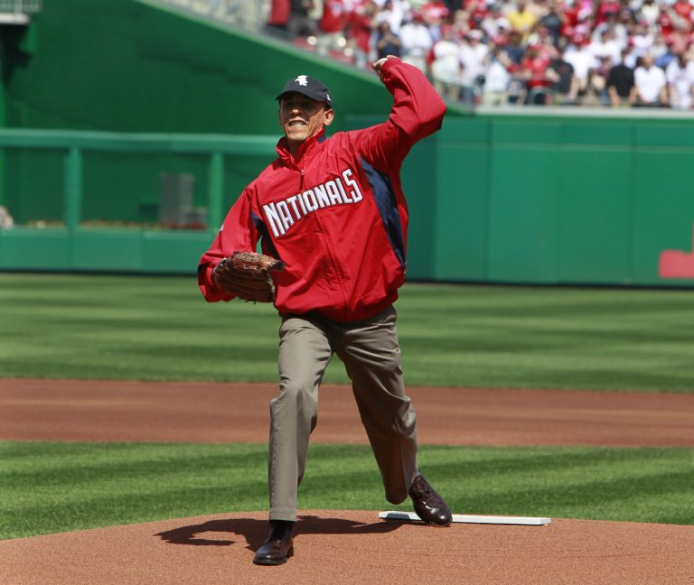 President Obama has thrown an opening pitch twice: in 2010 at Nationals Park in Washington, D.C., and at the 2009 All-Star Game. (AP Photo)Â 