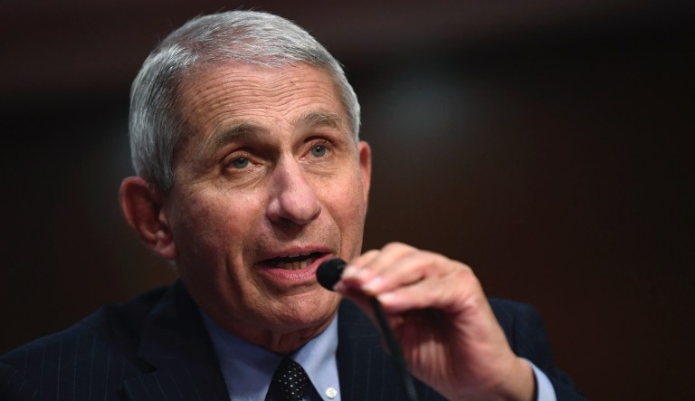 Dr. Anthony Fauci, director of the National Institute of Allergy and Infectious Diseases, speaks about the coronavirus in the Rose Garden of the White House, Monday, March 30, 2020, in Washington.