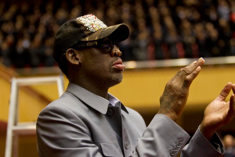 Rodman has visited North Korea on four other occasions and is one of a handful of Americans to have met Kim Jong Un. (AP Photo/Kim Kwang Hyon)