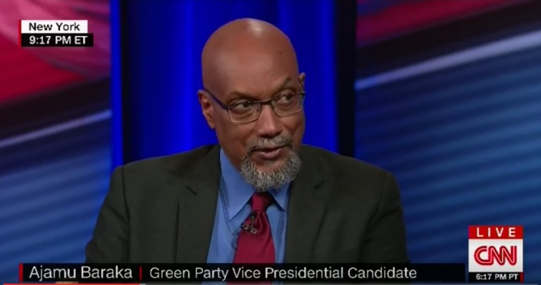 Former Green Party presidential nominee Jill Stein's running mate, human rights activist Ajamu Baraka, is concerned about how the well-funded effort to initiate recounts in Wisconsin, Michigan and Pennsylvania makes their political party look.
