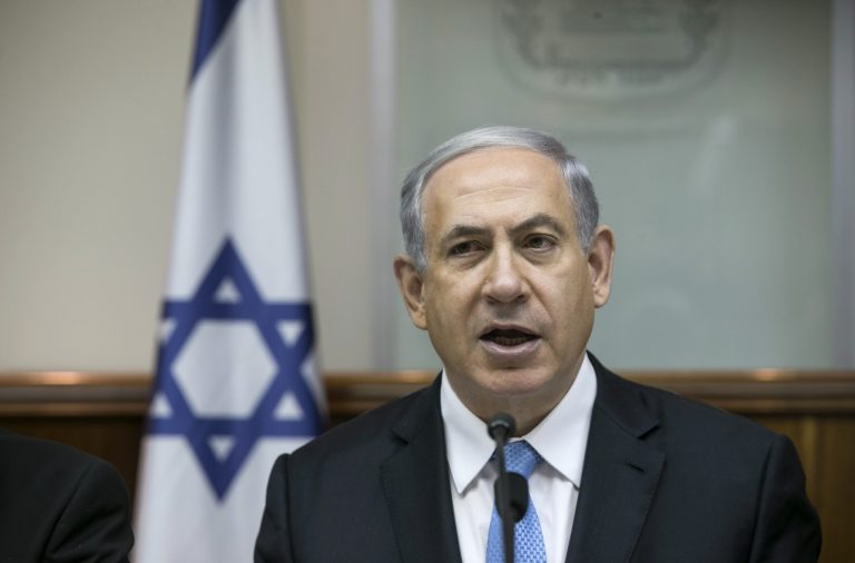Israeli Prime Minister Benjamin Netanyahu attends the weekly cabinet meeting in his Jerusalem office. (AP/Baz Ratner, Pool)