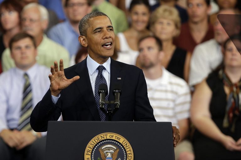 President Obama talks about his vision for rebuilding the U.S. economy while at Knox College in Galesburg, Ill., on Wednesday. (AP/Seth Perlman)