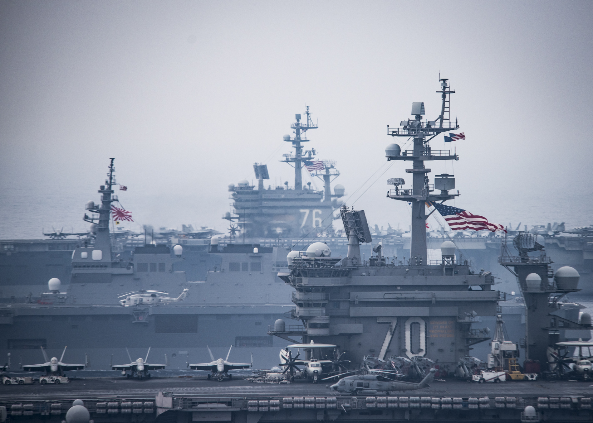 Vinson and Reagan carrier strike groups mass near North Korea