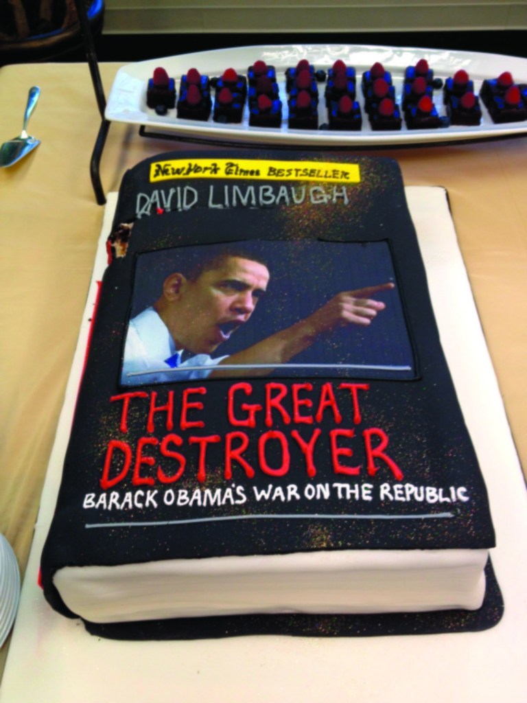 Best selling author David Limbaugh's new book in cake form.