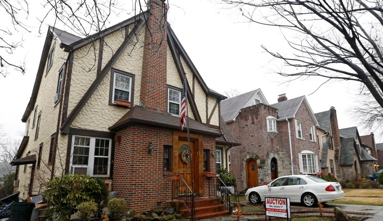 The boyhood home of President Trump, a 1940 Tudor-style house in Queens, N.Y., is on Airbnb and is being offered for $725 a night. (AP Photo/Kathy Willens)
