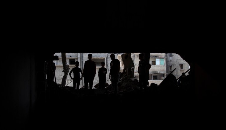 Damage from the Israeli bombardment is seen at the U.N. school in Maghazi refugee camp, Gaza Strip, Tuesday, Oct. 17, 2023. 