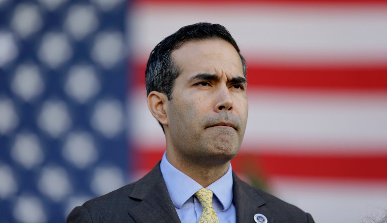 Texas Land Comissoner George P. Bush attends a Veterans Day celebration in Dallas, Friday, Nov. 11, 2016.