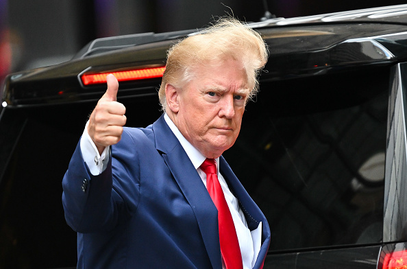 Former President Donald Trump leaves Trump Tower on Wednesday in New York City.