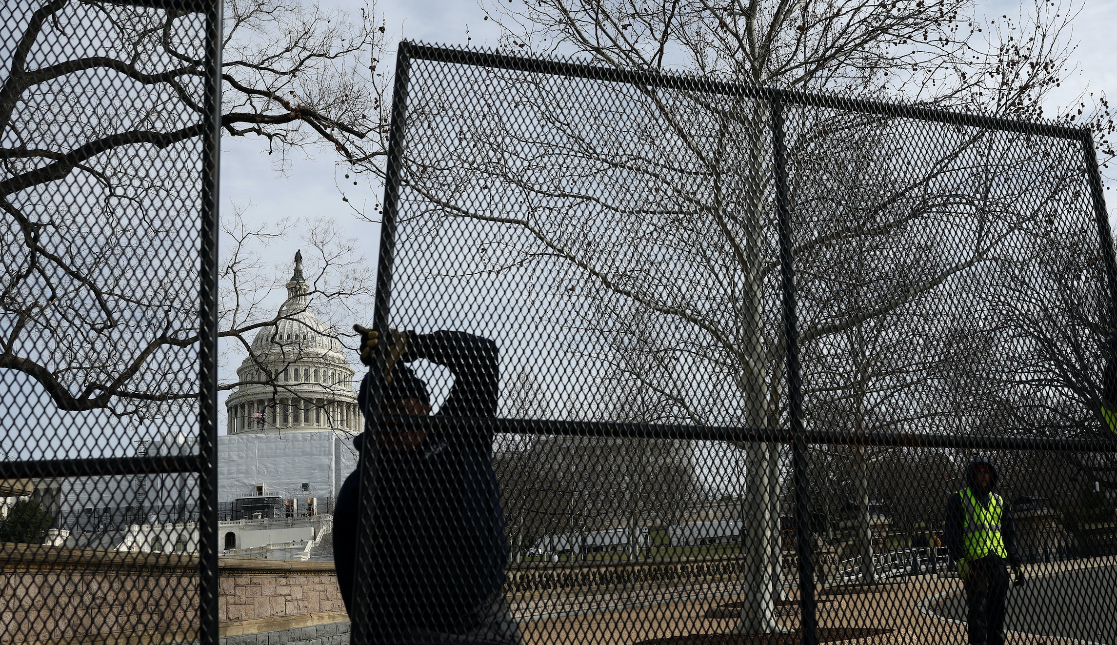 Security Fencing Is Installed Around The Capitol Building Ahead Of The State Of The Union Address