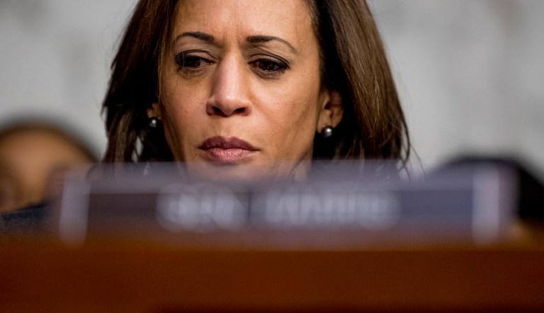 Democratic presidential candidate Sen. Kamala Harris, D-Calif., speaks during a Democratic presidential primary debate, Wednesday, Nov. 20, 2019, in Atlanta. 