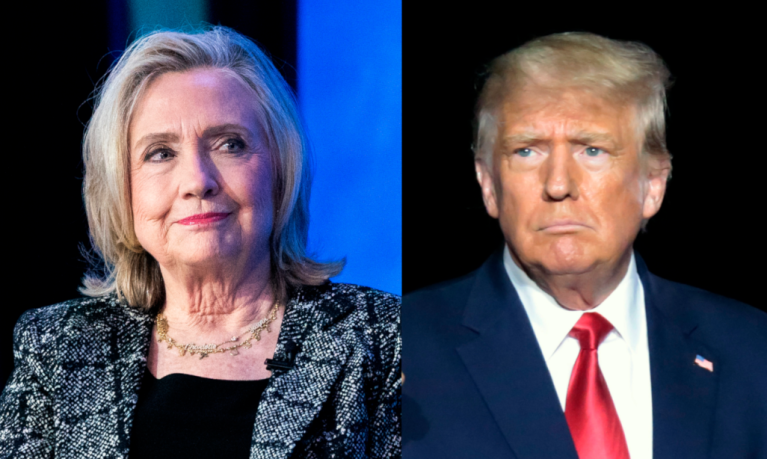 From left to right: Hillary Clinton and Donald Trump.