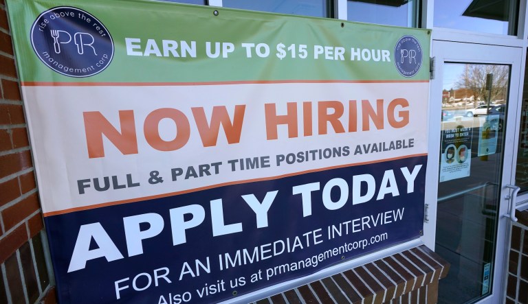 A restaurant displays a 