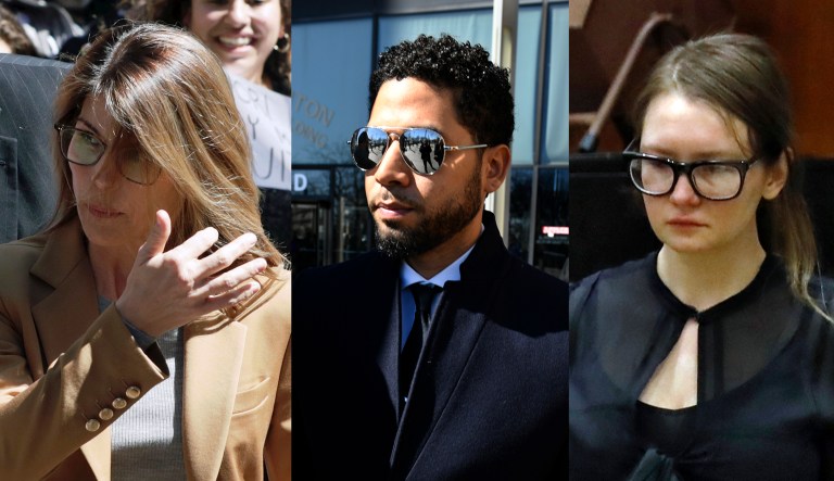 Lori Loughlin, Jussie Smollett, and Anna Sorokin are pictured.