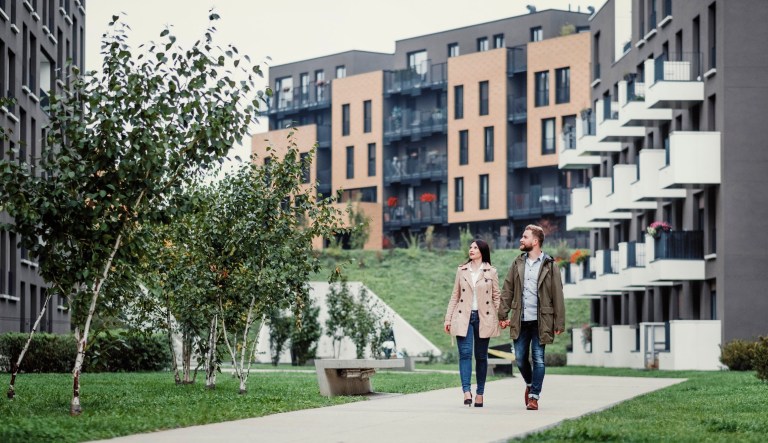 People look at apartments.