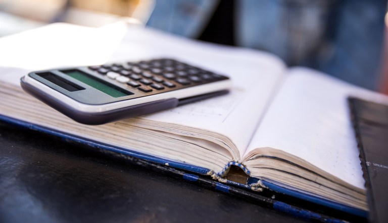 Calculator close-up during an exam.