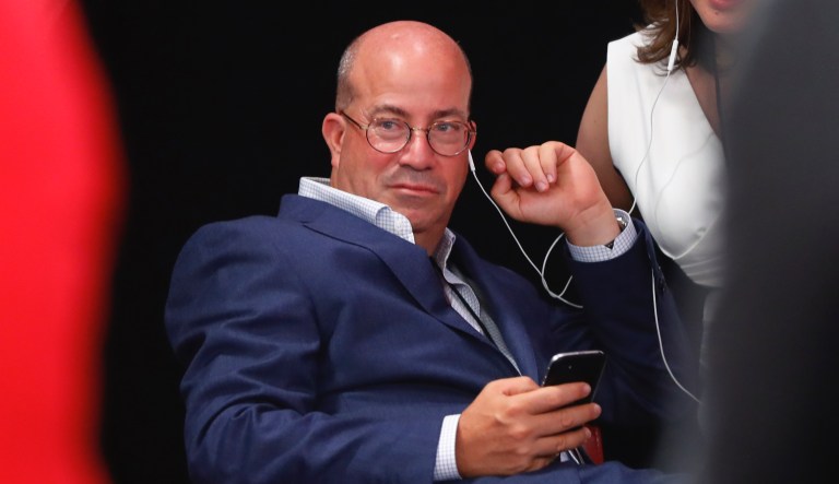Jeff Zucker, Chairman, WarnerMedia News and Sports and President, CNN Worldwide listens in the spin room after the first of two Democratic presidential primary debates hosted by CNN Tuesday, July 30, 2019, in the Fox Theatre in Detroit.