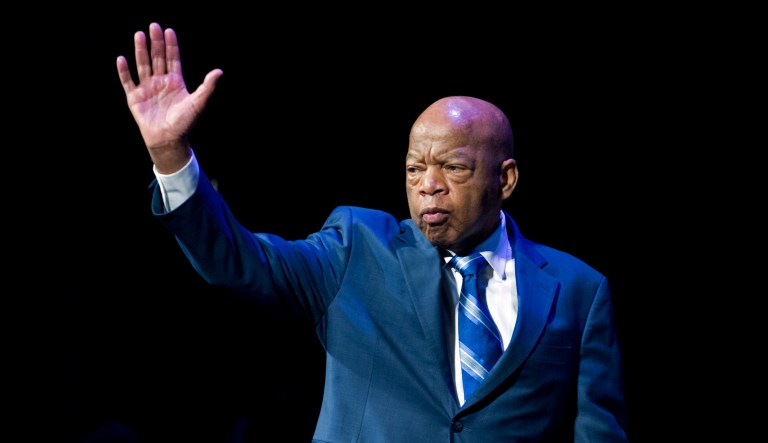 FILE - This Jan. 3, 2019 file photo shows Rep. John Lewis, D-Ga., during a swearing-in ceremony of Congressional Black Caucus members of the 116th Congress in Washington.