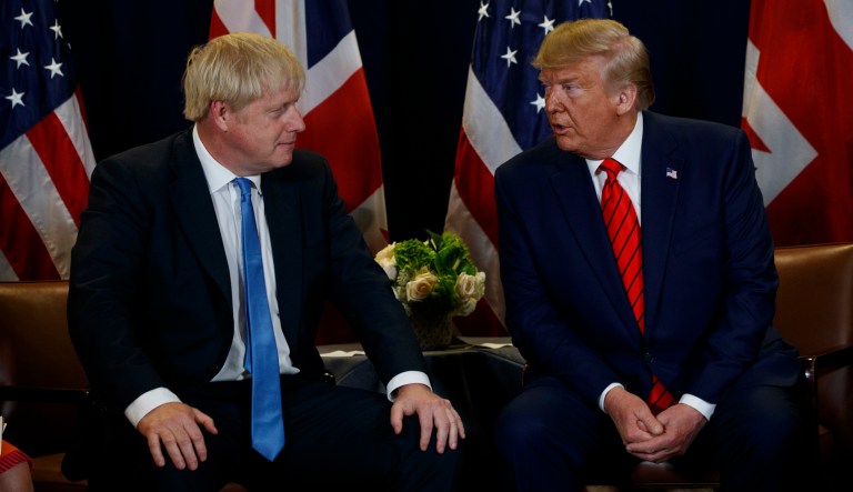 President Donald Trump meets with British Prime Minister Boris Johnson at the United Nations General Assembly, Tuesday, Sept. 24, 2019, in New York.                                                                                                                                                                                                                                                                                                                                                                                                                                                                                                                                                                   