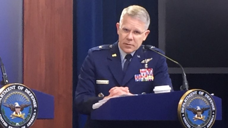 Joint Staff Surgeon Air Force Brig. Gen. Paul Friedrichs described the military's capability to assist with the COVID-19 response at a Pentagon briefing March 16, 2020.