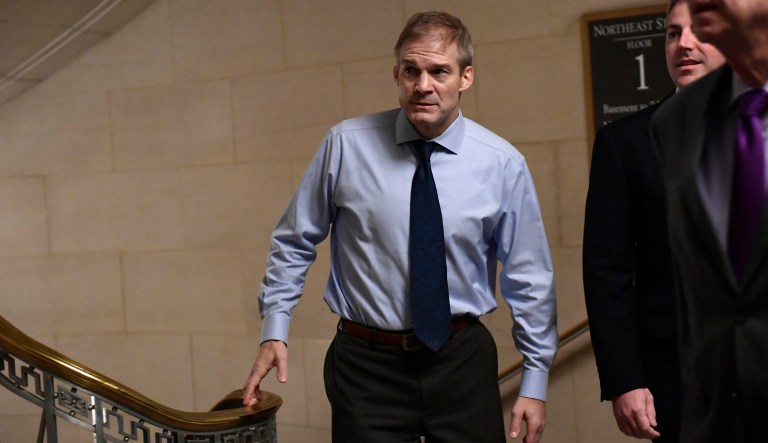 Rep. Jim Jordan, R-Ohio., arrives for a meeting on Capitol Hill in Washington, Wednesday, Nov. 14, 2018, for the House Republican leadership elections.