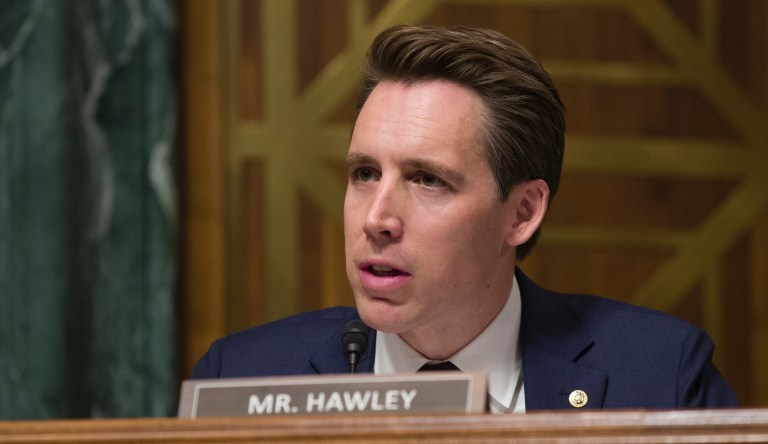 In this April 4, 2019, file photo, Senate Homeland Security and Governmental Affairs Committee member Josh Hawley, R-Mo., listens to witnesses during the Committee's hearing on Capitol Hill in Washington. 
