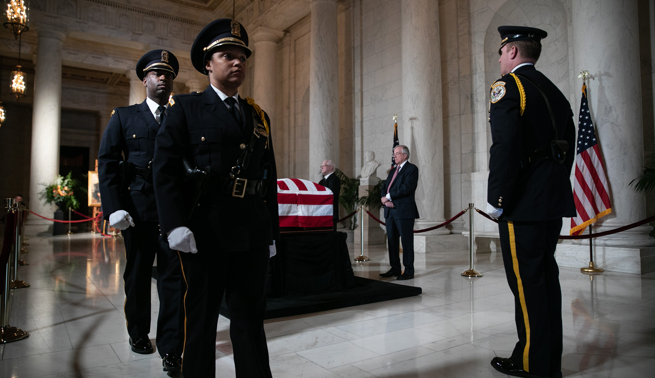 Supreme Court Justice John Paul Stevens laying in repose