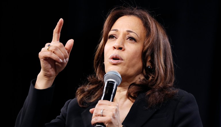 Democratic presidential candidate Sen. Kamala Harris, D-Calif., speaks at a Service Employees International Union forum on labor issues, Saturday, April 27, 2019, in Las Vegas.