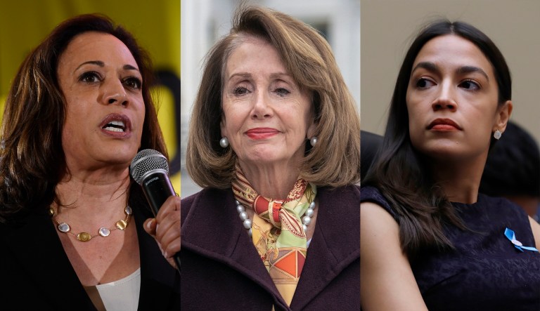 Kamala Harris, Nancy Pelosi, Alexandria Ocasio-Cortez.