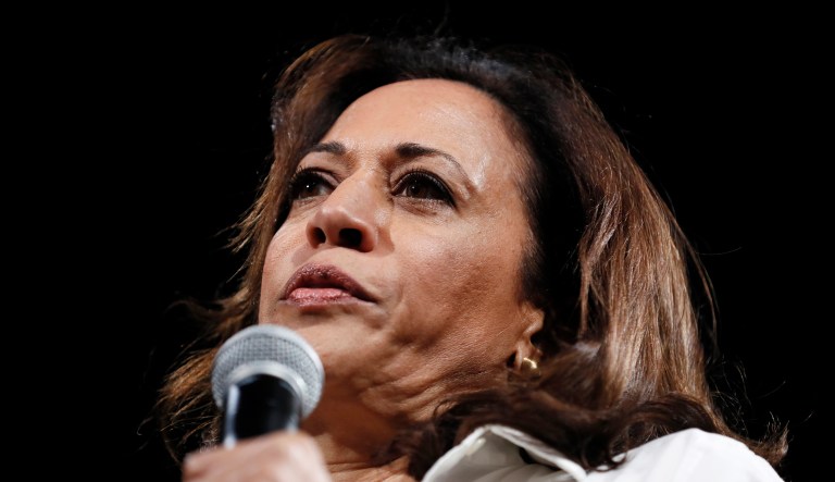 Democratic presidential candidate Sen. Kamala Harris, D-Calif., speaks at the Presidential Gun Sense Forum, Saturday, Aug. 10, 2019, in Des Moines, Iowa.