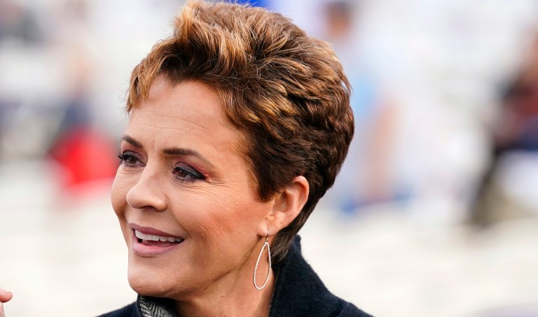 Republican gubernatorial candidate Kari Lake attends a rally in Florence, Arizona, on Jan. 15, 2022.