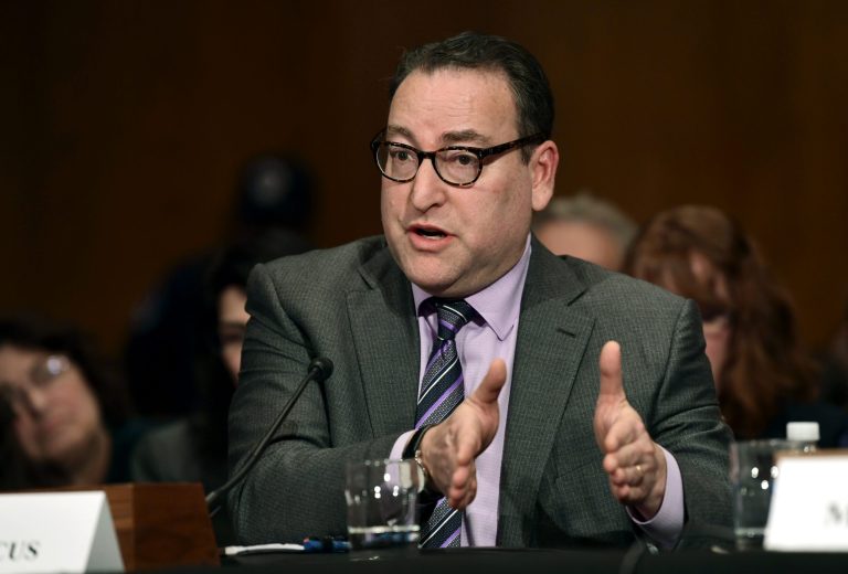Kenneth Marcus, nominated to be Assistant Secretary for Civil Rights at the Department of Education, speaks during a Senate Health, Education, Labor and Pensions Committee hearing on Capitol Hill in Washington, Tuesday, Dec. 5, 2017. Marcus told the Senate panel that he supports the administration's effort to overhaul laws governing campus sexual assault. Last month, Education Secretary Betsy DeVos issued new guidelines that could make it harder to meet the threshold for investigating campus sexual assault.