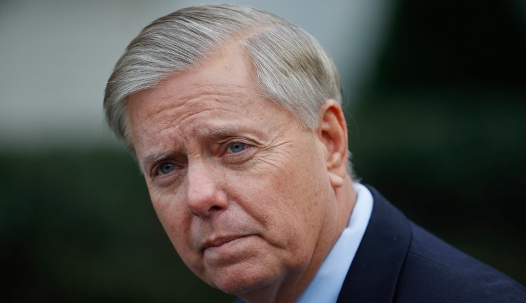 Sen. Lindsey Graham, R-S.C., pauses while speaking to members of the media outside the West Wing of the White House in Washington, after his meeting with President Donald Trump, Sunday, Dec. 30, 2018.