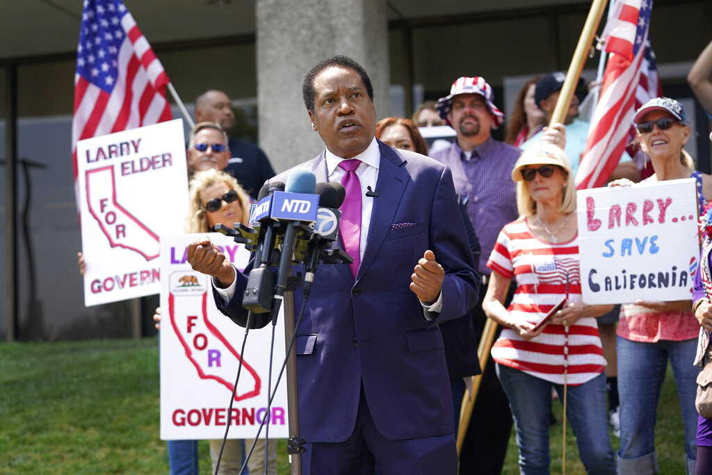 California recall candidate Larry Elder targeted by egg-throwing hostile crowd