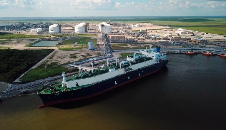 In this July 6, 2018 photo, a carrier ship for liquefied natural gas (LNG) is docked at Cheniereâs Sabine Pass Terminal in Cameron Parish, La. By specifically promoting LNG exports, the U.S. government is helping guarantee the success of a handful of companies _ using taxpayer dollars to boost a nascent industry it also regulates. Houston-based Cheniere has benefited from the governmentâs LNG push.