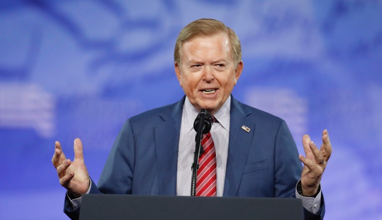 Lou Dobbs, with Fox News, speaks at the Conservative Political Action Conference (CPAC), Friday, Feb. 24, 2017, in Oxon Hill, Md. 