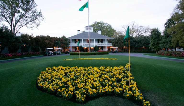 Brooks Koepka hits on the 18th tee during the first round for the Masters golf tournament Thursday, April 11, 2019, in Augusta, Ga.