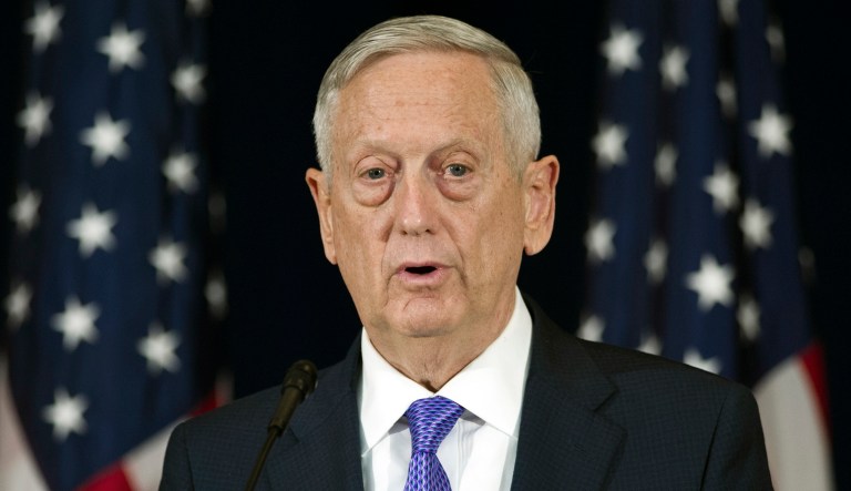 Secretary of Defense Jim Mattis appears at news conference following a Diplomatic and Security Dialogue Meeting with a Chinese delegation including State Counselor Yang Jiechi and military Chief of Joint Staff Fang Fenghui, at the State Department in Washington, Wednesday, June 21, 2017.