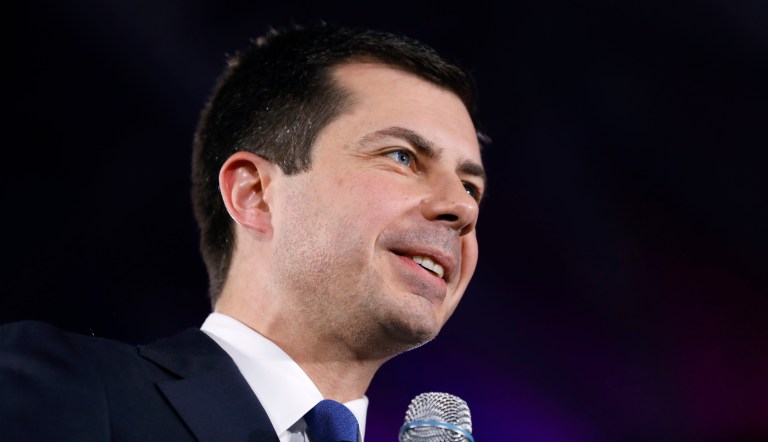 Democratic presidential candidate South Bend, Ind., Mayor Pete Buttigieg speaks during a campaign rally, Sunday, Dec. 22, 2019, in Indianola, Iowa.            