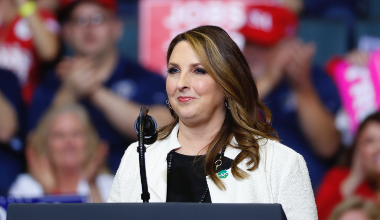 Republican National Committee Chairwoman Ronna McDaniel speaks at a rally for President Donald Trump in Grand Rapids, Mich., Thursday, March 28, 2019. (AP Photo/Paul Sancya)