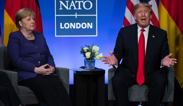 President Donald Trump and German Chancellor Angela Merkel during their bilateral meeting, Wednesday, July 11, 2018 in Brussels, Belgium.