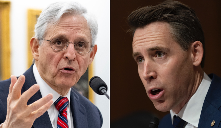 Attorney General Merrick Garland and Sen. Josh Hawley (R-MO).