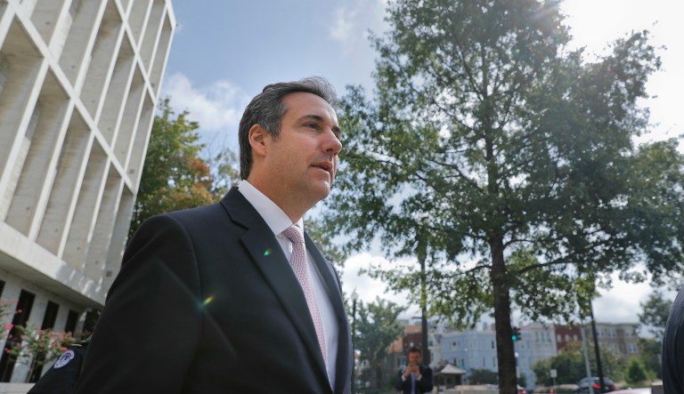 Michael Cohen, President Donald Trump's personal attorney, leaves Capitol Hill in Washington, Tuesday, Sept. 19, 2017. Cohen was appearing privately before the Senate Intelligence Committee.