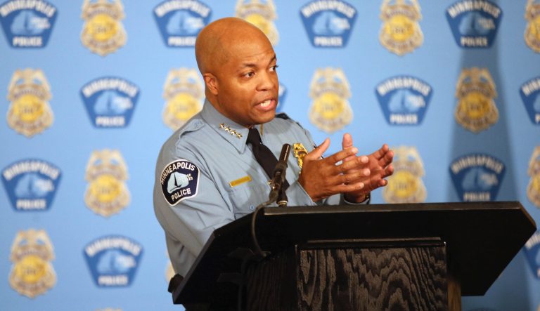 Minneapolis Police Chief Medaria Arradondo addresses the media where he discussed police reforms, Wednesday, June 10, 2020 in Minneapolis. The meeting follows the Memorial Day death of George Floyd in police custody after video shared online by a bystander showed former officer Derek Chauvin kneeling on Floyd's neck during his arrest as he pleaded that he couldn't breathe.