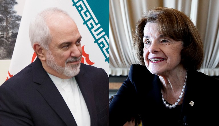 Mohammad Javad Zarif (left) and Dianne Feinstein (right) are pictured.