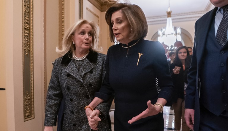 Speaker of the House Nancy Pelosi, D-Calif., speaks during an interview with The Associated Press in her office at the Capitol in Washington, Wednesday, April 10, 2019. House Democrats are rounding the first 100 days of their new majority taking stock of their accomplishments, noting the stumbles and marking their place as a frontline of resistance to President Donald Trump. 