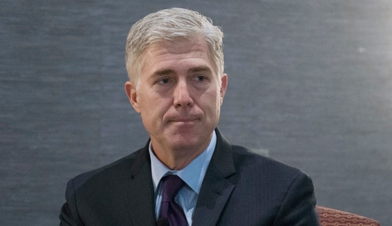 Supreme Court Associate Justice Neil Gorsuch attends a discussion about civility and professionalism in the practice of law at an American Inns of Court event in Washington, Saturday, Oct. 21, 2017.